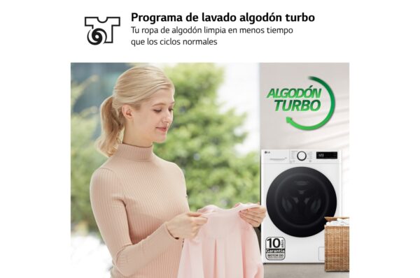 LAVADORA LG BLANCA F2WR5S08A0W 8KG 1200RPM A VAPOR INVERTER - Imagen 4