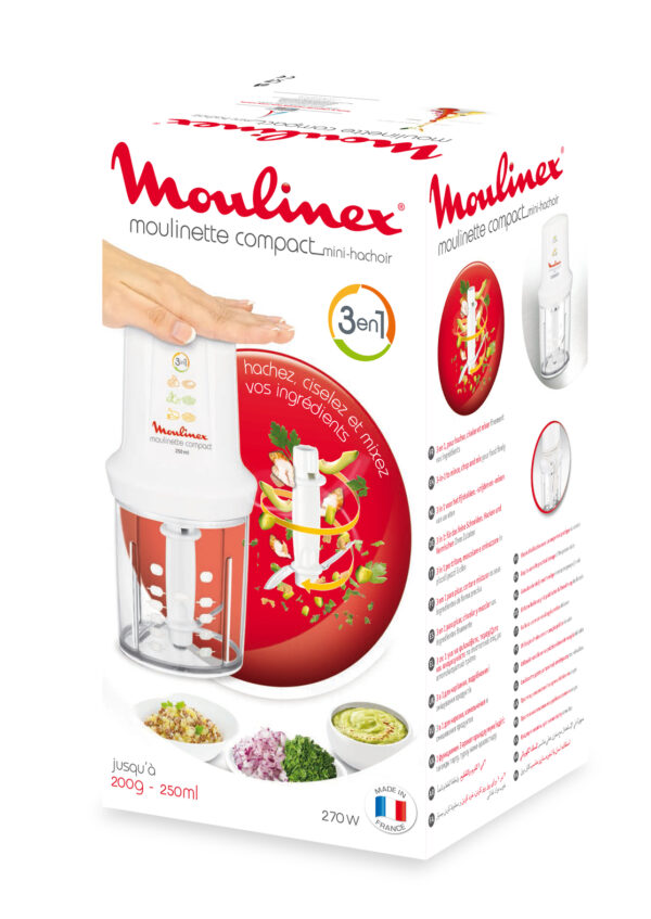 PICADORA MOULINEX DJ300110 SISTEMA 1-2-3 270W 250ML - Imagen 7
