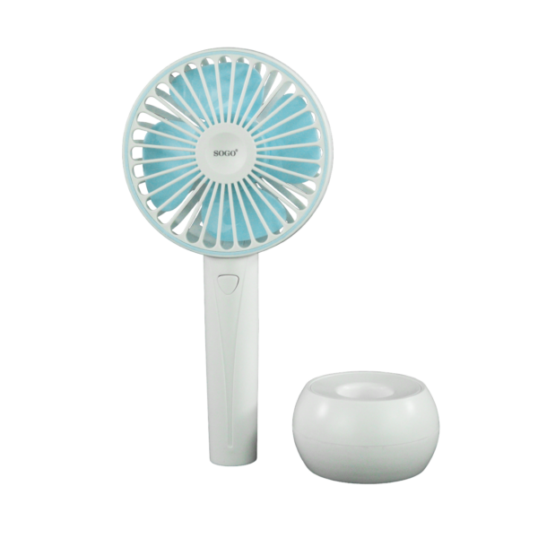 VENTILADOR DE MANO SOGO VEN-SS-21445 PORTATIL RECARGABLE 4W BCO/AZUL - Imagen 2