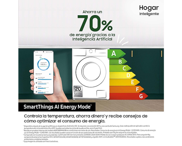 LAVADORA SAMSUNG WW90CGC04DABEC 9KG 1400RPM A NGA. ECOBUBBLE - Imagen 2